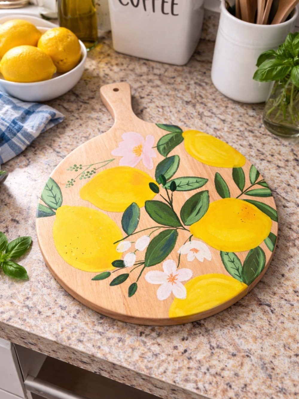Thirstystone 11.75" Blonde Wood Serving Board W/Lemon Decal